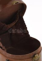 Antik bőr gallértartó, 18x14 cm