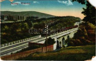 1917 Pozsony, Pressburg, Bratislava; Vörös híd, vasút, gőzmozdony, vonat. J. v. B. P. 1916/20. / railway bridge, locomotive, train (EM)