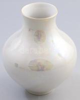 Hollóházi irizáló mázas váza, jelzett, m: 18 cm