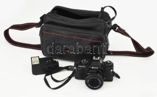 Ricoh KR-10 SLR fényképezőgép, Rikenon 1:22 f 55 mm objektívvel, NEm működik + hozzá hordtáska, tart...