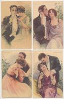 6 db RÉGI olasz művészlap vegyes minőségben, T. Corbella szignóval: szerelmes párok, 269/1-6. / 6 pre-1945 Italian couples in love art postcards, signed by T. Corbella