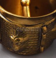 3 darab díszes bronz mozsár törővel, közte antik, m: 6 cm