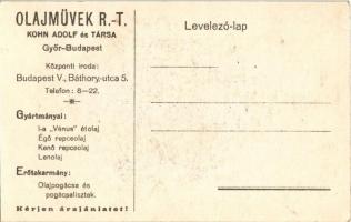 A legfinomabb Vénus étolaj. Kohn Adolf és Társa Olajművek rt. Győr reklámlapja / Hungarian cooking o...