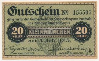 Ausztria / Kleinmünchen hadifogolytábor 1915. 20h T:AU / Austria / Kleinmünchen POW camp 1915. 20 Heller C:AU