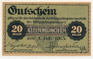 Ausztria / Kleinmünchen hadifogolytábor 1915. 20h T:AU / Austria / Kleinmünchen POW camp 1915. 20 He...