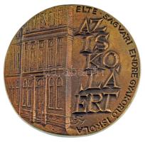 Szabó György (1947-) "Az iskoláért - ELTE Ságvári Endre Gyakorló Iskola" egyoldalas bronz emlékérem (~93-94mm) T:XF