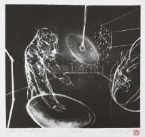 Véssey Gábor (1948-): Spleen de Paris XVII., 2002. Litográfia, papír, jelzett, próbanyomat 5/6 számozással, 30×35 cm