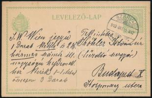 1913 Gróf Bolza Géza birtokos (Szarvas) által írt levelezőlap
