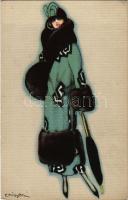 Italian lady art postcard. G. Ballerini &amp; Co. s: Chiostri (fl)