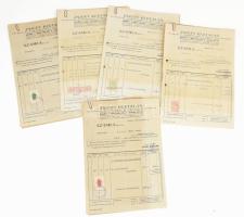 1944 Zsigry Bertalan ásványolaj, üzemanyagok és vegyi cikkek vállalata 5 darab fejléces számla