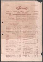 1946 Colonus 4 oldalas árlista, sérüléssel