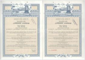 Miskolc 1991. "Magyar Hitel Bank Rt. 'Lánchíd' értékjegy" 10.000Ft-ról, bélyegzésekkel, lyukasztásokkal érvénytelenítve (3x) sorszámkövetők és közeli sorszámokkal T:AU