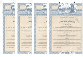 1991 Miskolc "Magyar Hitel Bank Rt. 'Lánchíd' értékjegy" 10.000Ft-ról bélyegzésekkel, lyukasztásokkal érvénytelenítve (4x) sorszámkövetők T:AU