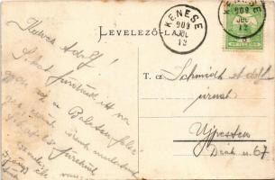 1909 Balatonkenese, Kenese; látkép madártávlatból. Pósa Endre kiadása (ragasztónyom / glue marks)