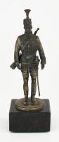 Demjén Imre (1937-): Honvéd huszár. Öntött ezüst (Ag.), márvány talapzaton, jelzett, sorszámozott, díszdobozban, certifikációval, bruttó: 421 g., m:16,5 cm