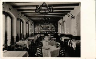 1942 Budapest XII. Széchényi hegy, a fogaskerekű végállomásánál, Golf szálló, nyilvános étterem, belső