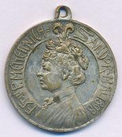 Ausztria 1898. "Sándor Paulina" kétoldalas fehérfém emlékérem füllel (24mm) T:VF, patina
...