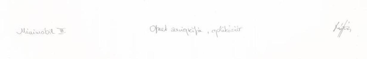 Kovács Tamás László (1964-2020): Minimobil III. Ofszet, szerigráfia, applikáció, papír. Jelzett. 28,...