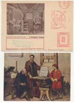 1940 2 db RÉGI Gutenberg emlékkiállítás képeslap, emlékbélyegzőkkel / 2 pre-1945 Johannes Gutenberg memorial exhibition postcards