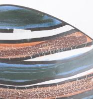 Kerezsi Gyöngyi (1943- ): Tálka, mázas kerámia, kézzel festett, jelzett, hibátlan 22x18 cm