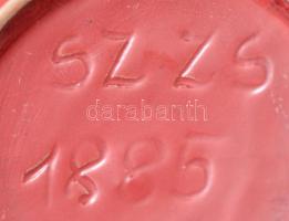 Szombathy Zsuzsa: Ikebana váza. Mázas kerámia, kézzel festett, jelzett, hibátlan d: 23 cm