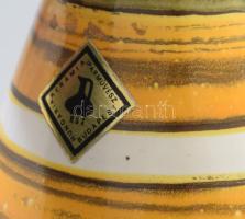 Iparművész váza, mázas kerámia, kézzel festett matricával jelzett, hibátlan 28 cm