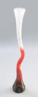 Iparművész váza, anyagában színezett hutaüveg, kézzel festett, hibátlan 43 cm