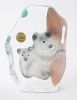 Koalás, francia ólomkristály levélnehezék. Anyagában színezett, hutaüveg, hibátlan 12x17 cm