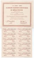 Abádszalók 1944. "Abádszalóki Takarékpénztár Részvénytársaság" 10db részvénye egyben összesen 100P-ről, szelvényutalvánnyal, szárazpecséttel T:AU,XF