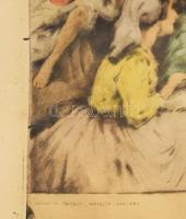 Kaveczky Zoltán (1897-1965)-Péczely Antal (1891-1944): Táborozók. Színezett rézkarc, papír, jelzett,...