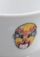 Kínai opera maszkokat ábrázoló csésze. Matricás, jelzett, hibátlan d: 10 cm