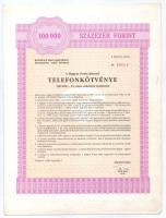 Budapest 1988-1989. "Magyar Posta Körzeti Telefonkötvénye" 100.000Ft-ról szelvényekkel (5x...