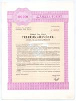 Budapest 1988-1989. "Magyar Posta Körzeti Telefonkötvénye" 100.000Ft-ról szelvényekkel (5x...
