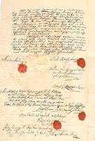 1819-1820 Zalacsány, kézzel írt dokumentum 4 db viaszpecséttel