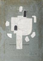 Henri Nouveau (1901-1959): Kompozíció, 1931. Vegyes technika, papír, jelezve jobbra lent: H. Nouveau 1931. André Coll-Rotger francia nyelvű, fényképes tanúsítványával. Kissé foltos. Javított. Kisebb szakadásokkal. Kissé foltos. 43×31 cm