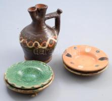 5 darab gyerekedény, Alföld, 19. sz. vége - 20. sz. eleje, kis sérüléssel, m: 15 cm alatt