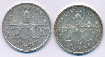 1992. 200Ft Ag "MNB" (2x) T:AU,XF patina Adamo F13