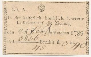 Kassa 1789. Lottóra befizetést igazoló nyugta német nyelven T:F