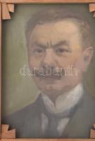 Jelzés nélkül, 1910-30 körül: Napfényes utca. Olaj, vászon. Kétoldalas, hátoldalán férfi portré. 37×...