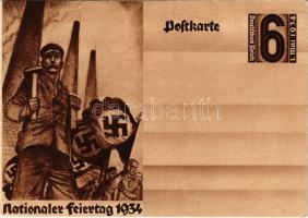 1934 Nationaler Feiertag 1. Mai / NSDAP German Nazi Party working class propaganda, swastika + 6 Ga. (kopott sarkak / worn corners)