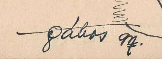 Olvashatatlan (Gábos gy?) jelzéssel: Tele a tányér (illusztráció v. karikatúra?). Tus, papír. Lap sz...