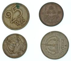 Svédország 1917-1950. 10ö Ag (2xklf) + 1944-1950. 25ö Ag (2xklf) T:VF-F, patina Sweden 1917-1950. 10 Öre Ag (2xdiff) + 1944-1950. 25 Öre Ag (2xdiff) C:VF-F, patina