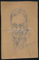 Olvashatatlan jelzéssel: Arckép. Tus, papír. Kissé sérült. 22x14 cm