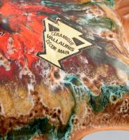 Vallauris mázas kerámia hal alakú kínáló, jelzett, hibátlan 45x18 cm