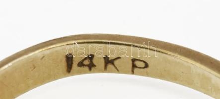 Arany (Au) 14K gyűrű 7 db 0,05 ct gyémántokkal, jelzett, sérült, méret: 58, bruttó: 1,9 g