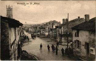 1915 Woinville bei St. Mihiel / WWI German military, soldiers in a ruined French town (EK)