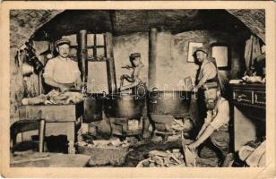 1917 Feldküche in einem ehemaligen Weinkeller. Wirklichkeitsbilder vom Weltkrieg / WWI German military, field kitchen in a former wine cellar (EK)