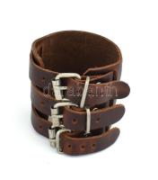 Háromsoros vastag bőr motoros karkötő, újszerű