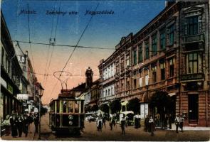 1948 Miskolc, Széchényi utca, Nagyszálloda, villamos, üzletek. Grünwald Ignác kiadása (EB)