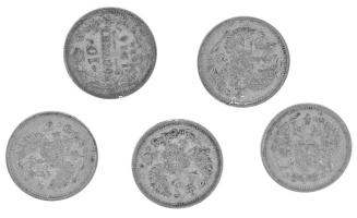 Orosz Birodalom 1914. 10k Ag (5x) T:XF-VF, patina Russian Empire 1914. 10 Kopecks Ag (5x) C:XF-VF, patina Krause Y#20a.2